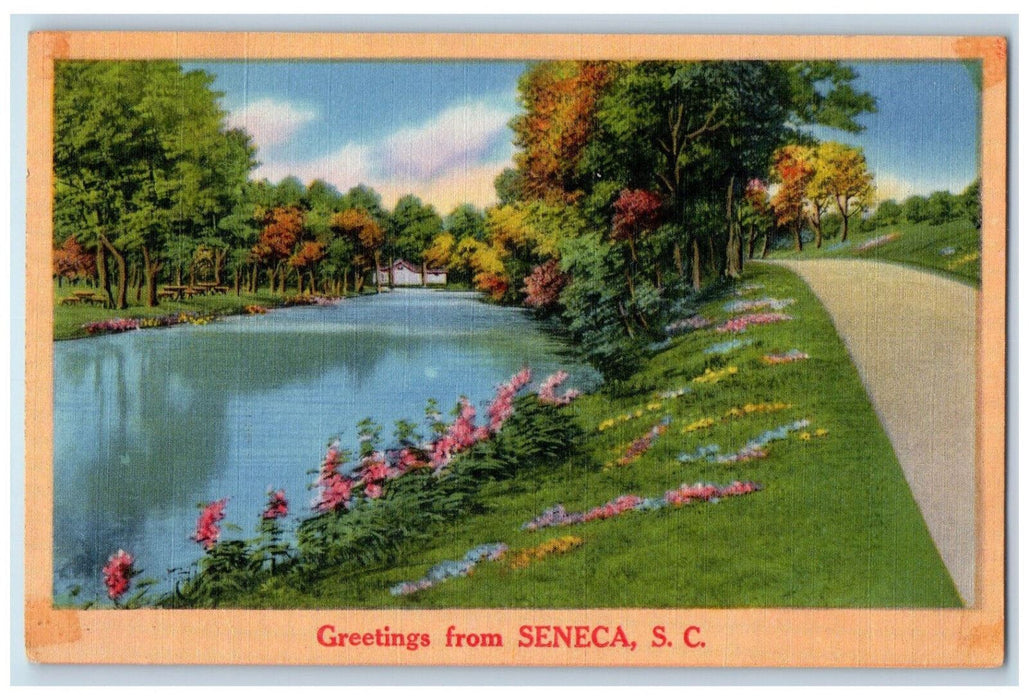 c1950's River Road View Greetings from Seneca South Carolina SC Postcard