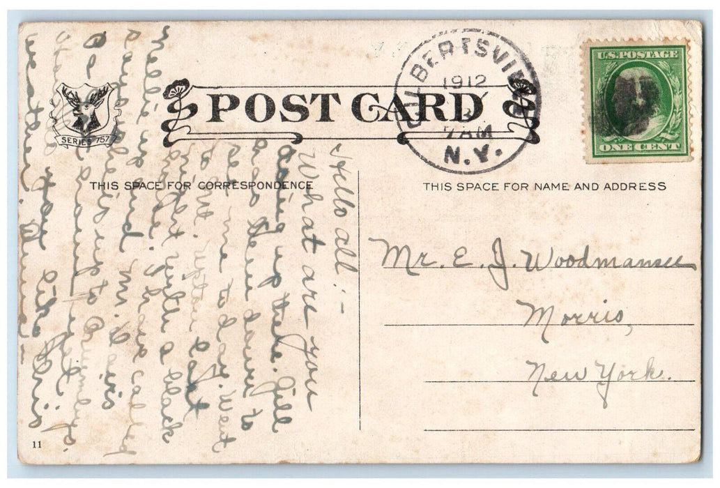 1912 Cows Bridge Greetings from Gilbertsville New York NY Posted Postcard