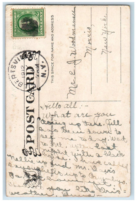 1912 Cows Bridge Greetings from Gilbertsville New York NY Posted Postcard