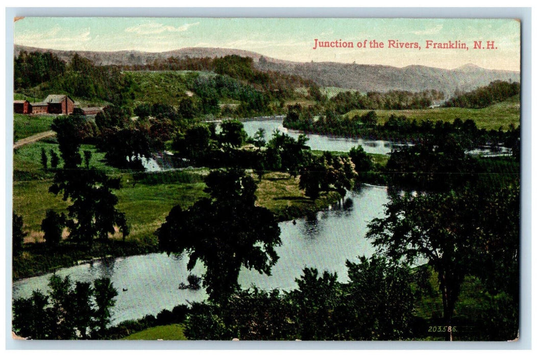 1908 Junction of the Rivers Franklin New Hampshire NH Antique Posted Postcard