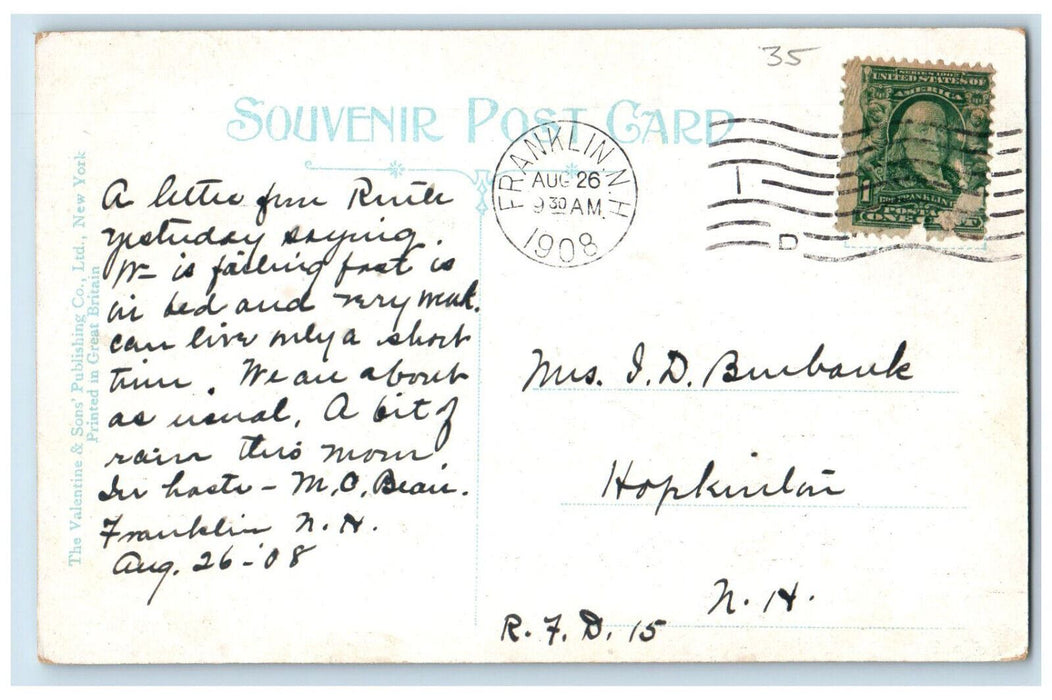 1908 Junction of the Rivers Franklin New Hampshire NH Antique Posted Postcard