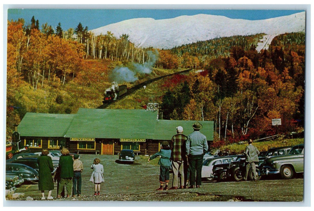 c1950's Mt. Washington Cog Railway and Base Station Fabyans NH Postcard