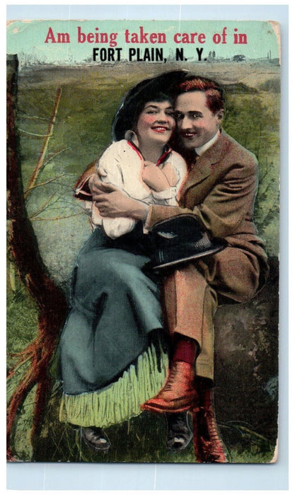 1916 Romance at Fort Plain New York NY Nelliston NY Antique Posted Postcard