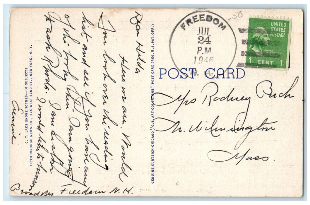 1946 Greetings from Effingham Falls New Hampshire NH Freedom NH Postcard