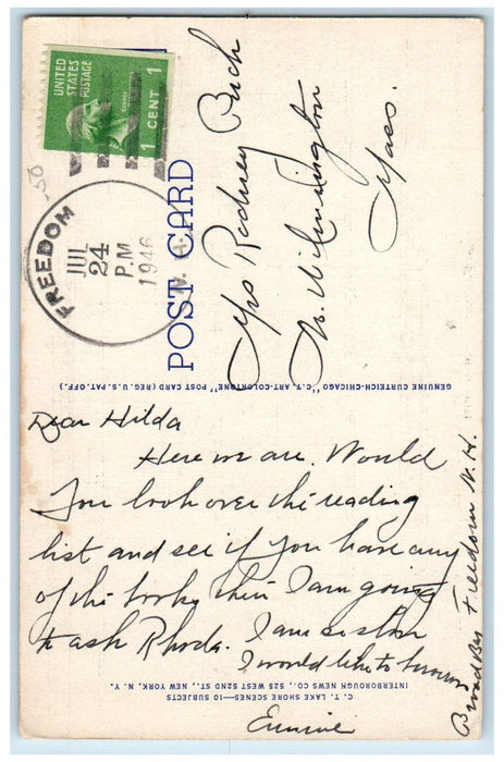 1946 Greetings from Effingham Falls New Hampshire NH Freedom NH Postcard