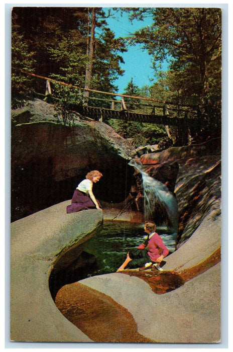 c1950s Granite Bowl Pot Hole The Basin Franconia Notch New Hampshire NH Postcard
