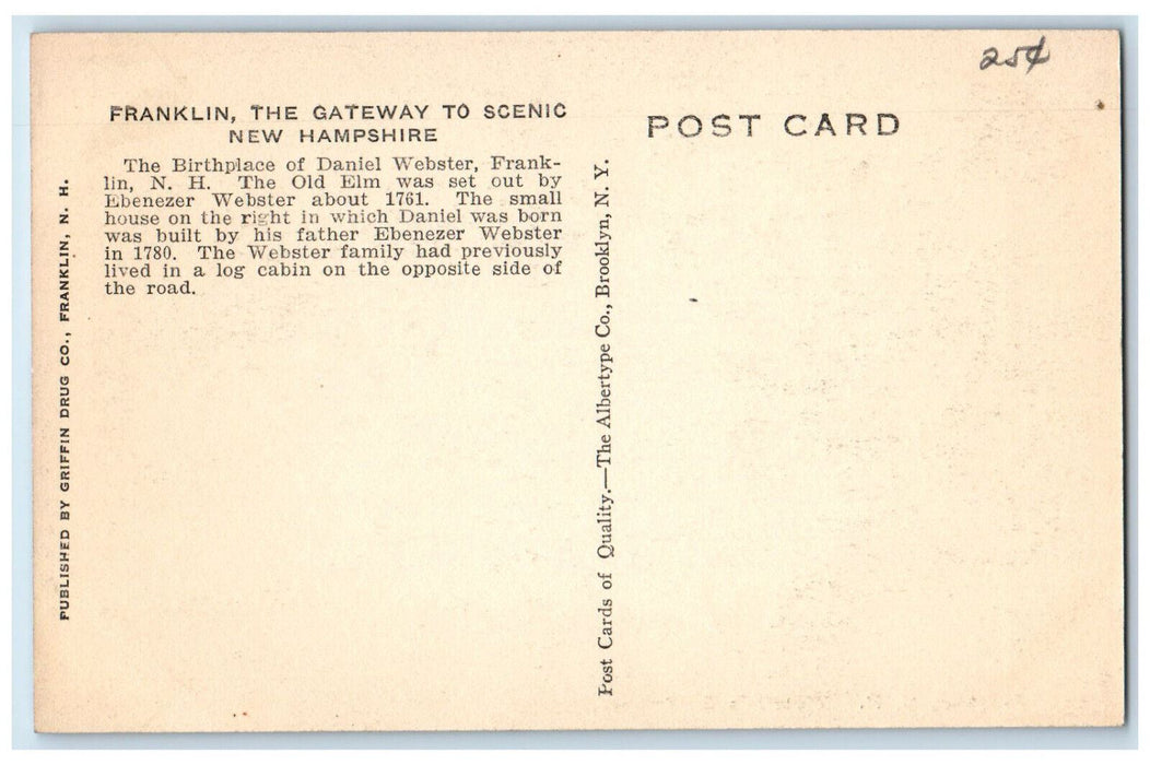 c1940's Webster's Birthplace Franklin New Hampshire NH Vintage Postcard