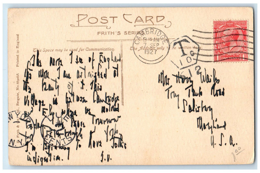 1927 Grantchester Mill Cambridgeshire England Vintage Posted Postcard