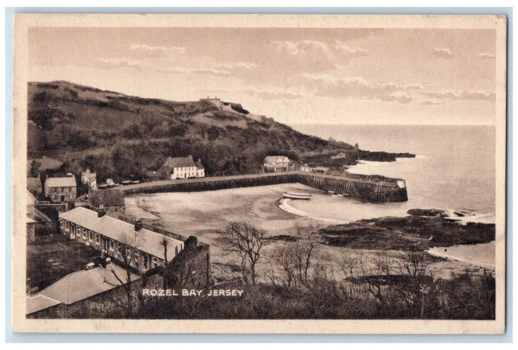 c1930's View of Rozel Bay Jersey England Vintage Unposted Postcard