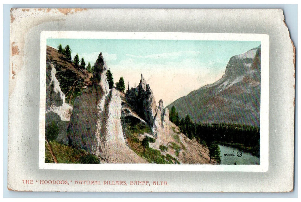 1912 The "Hoodoos" Natural Pillars Banff Alberta Canada Antique Postcard