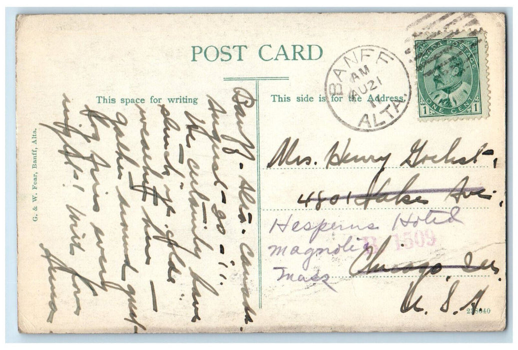 1911 View of Bow Valley Banff Alberta Canada Antique Posted Postcard