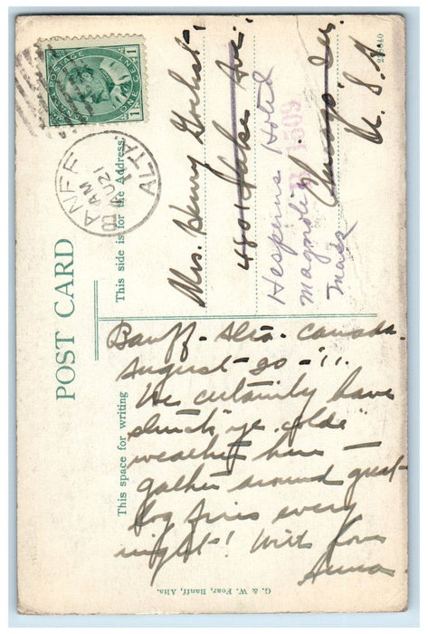1911 View of Bow Valley Banff Alberta Canada Antique Posted Postcard