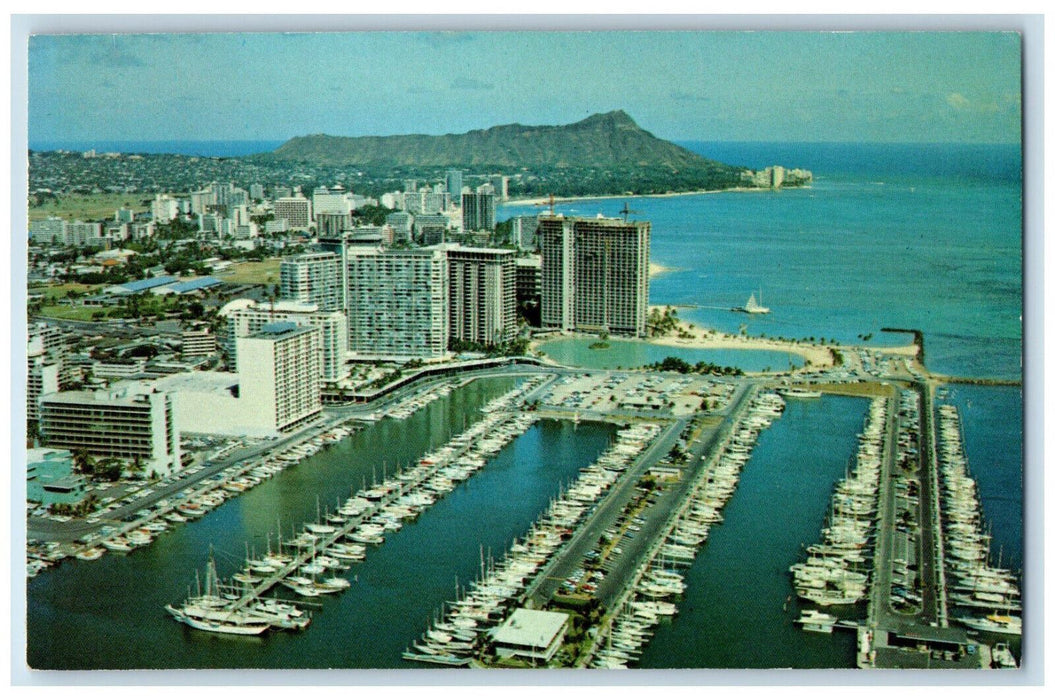 c1960's Waikiki From The Ilikai to Diamond Head Hawaii Vintage Postcard
