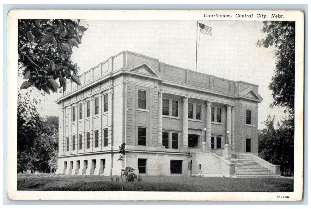 c1940 Courthouse Exterior Building Field Central City Nebraska Vintage Postcard