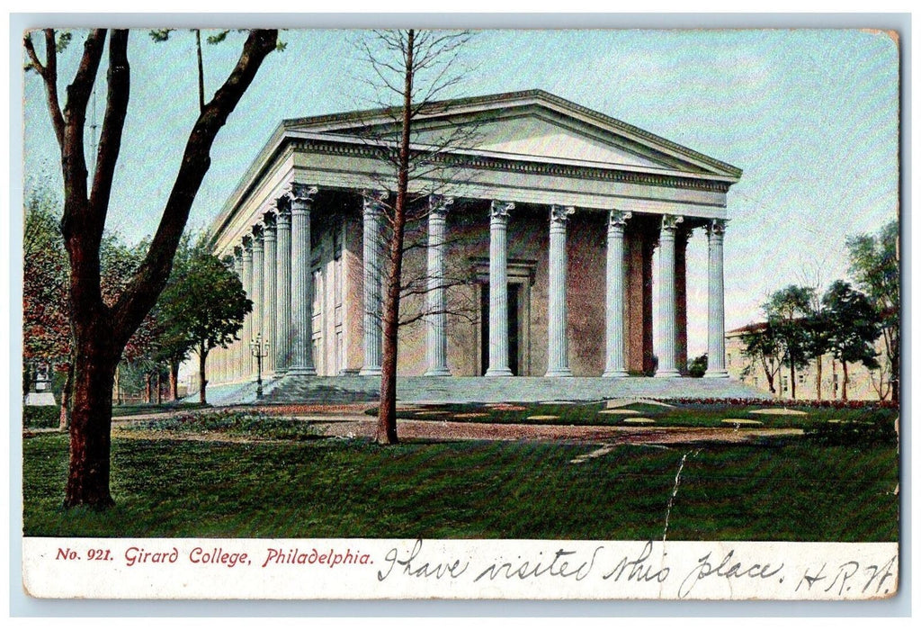 1908 Girard College Scene Philadelphia Pennsylvania PA Posted Vintage Postcard