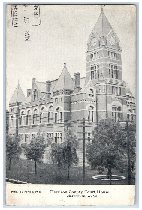 1908 Harrison County Court House Exterior Clarksburg West Virginia VA Postcard