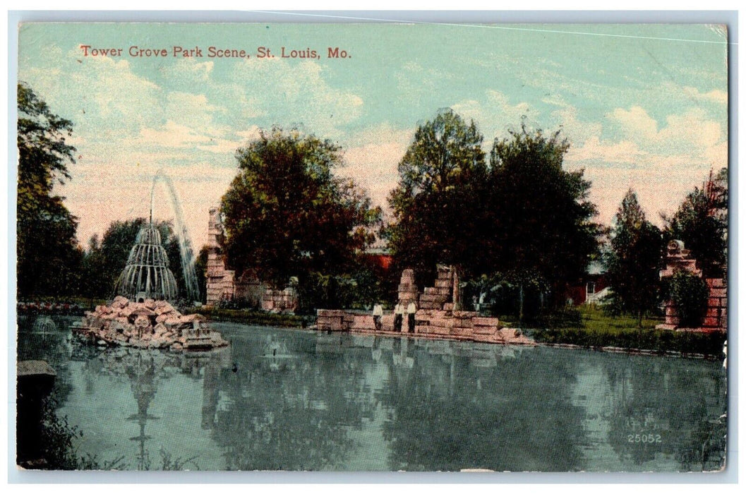 1914 Tower Grove Park Scene St. Louis Missouri MO Antique Posted Postcard