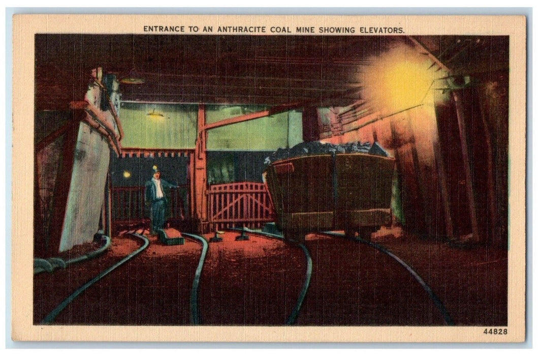 c1940 Entrance Anthracite Coal Mine Showing Elevators Rail Pennsylvania Postcard