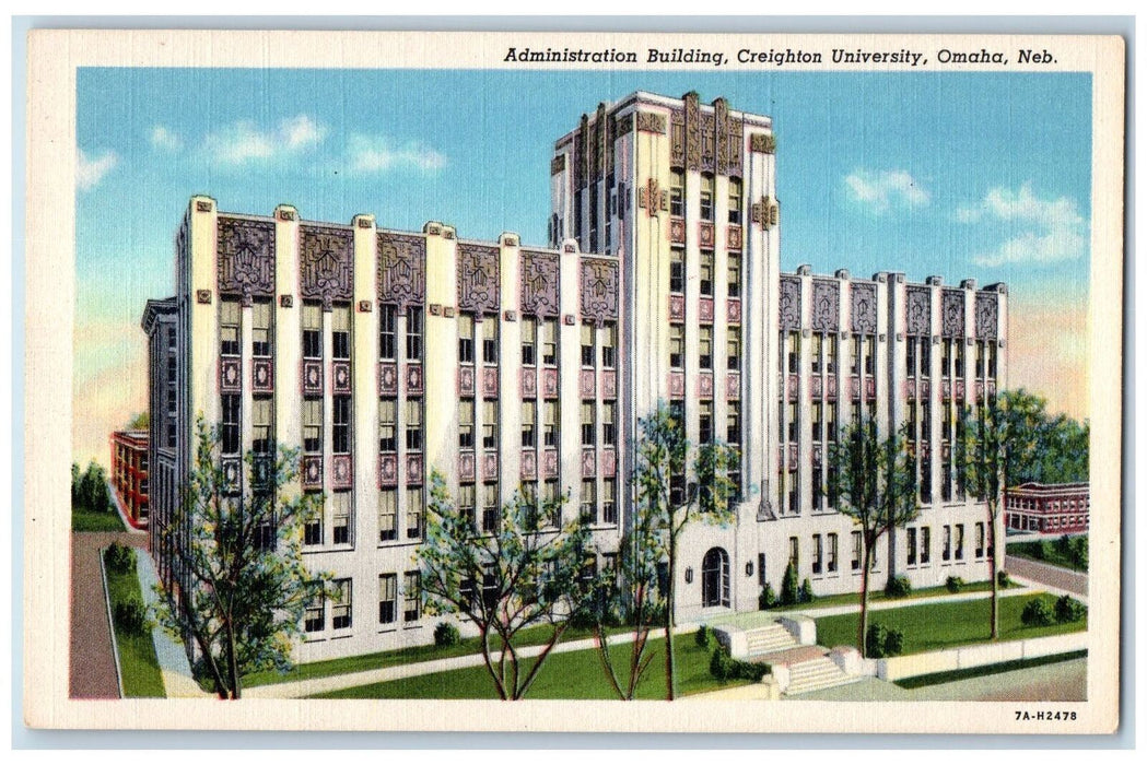 c1960's Administration Building Creighton University Omaha Nebraska NE Postcard