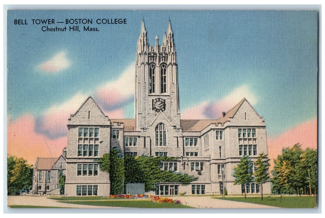 1957 Bell Tower Boston College Chestnut Hill Massachusetts MA Posted Postcard