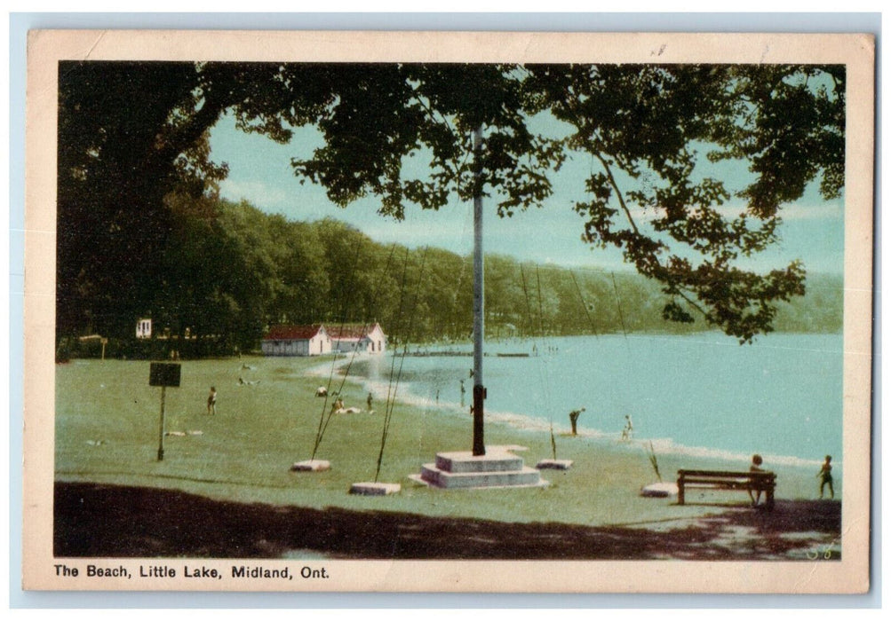 1948 The Beach Little Lake Midland Ontario Canada Vintage Posted Postcard