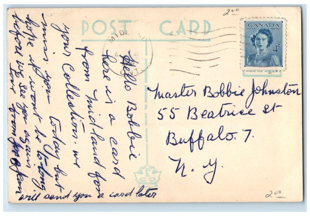 1948 The Beach Little Lake Midland Ontario Canada Vintage Posted Postcard