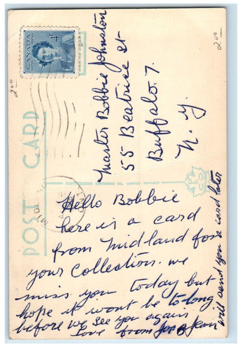 1948 The Beach Little Lake Midland Ontario Canada Vintage Posted Postcard