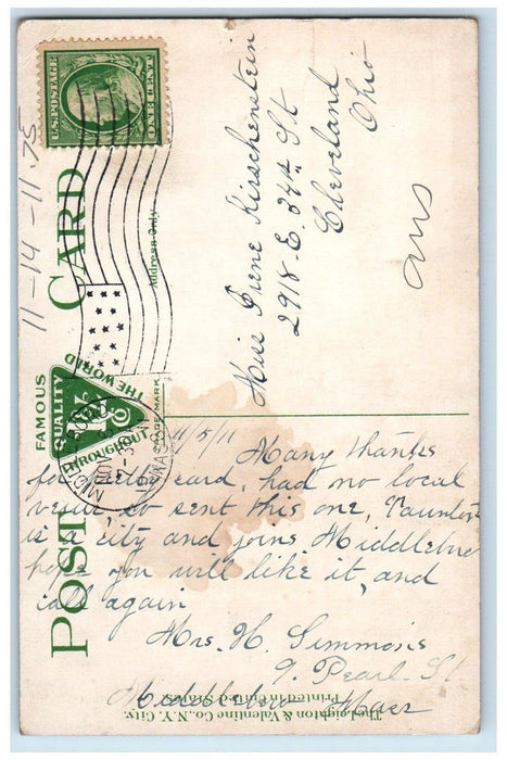 1911 The Public Library Building Front View Taunton Massachusetts MA Postcard