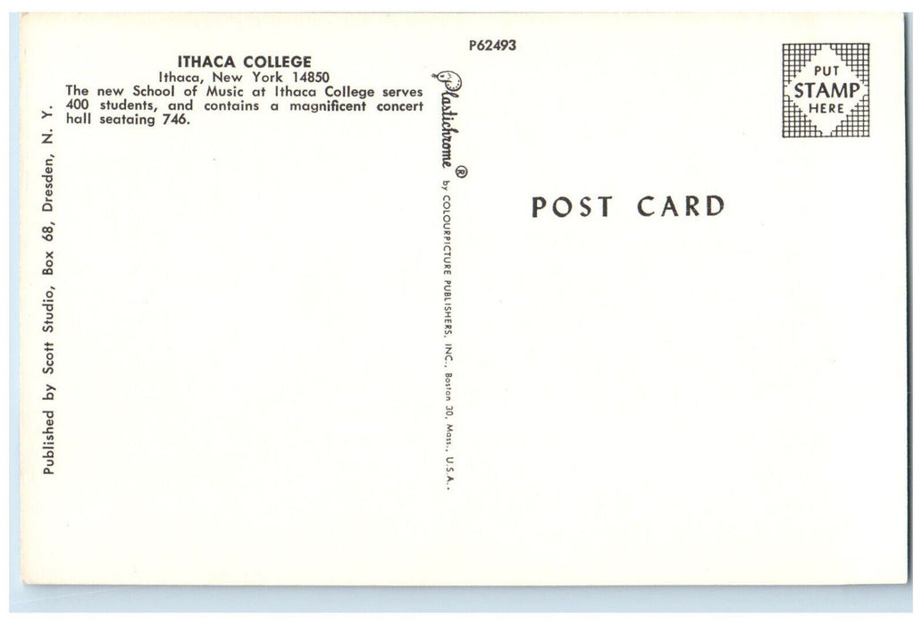 c1960's Plants School off Music at Ithaca College Ithaca NY Postcard