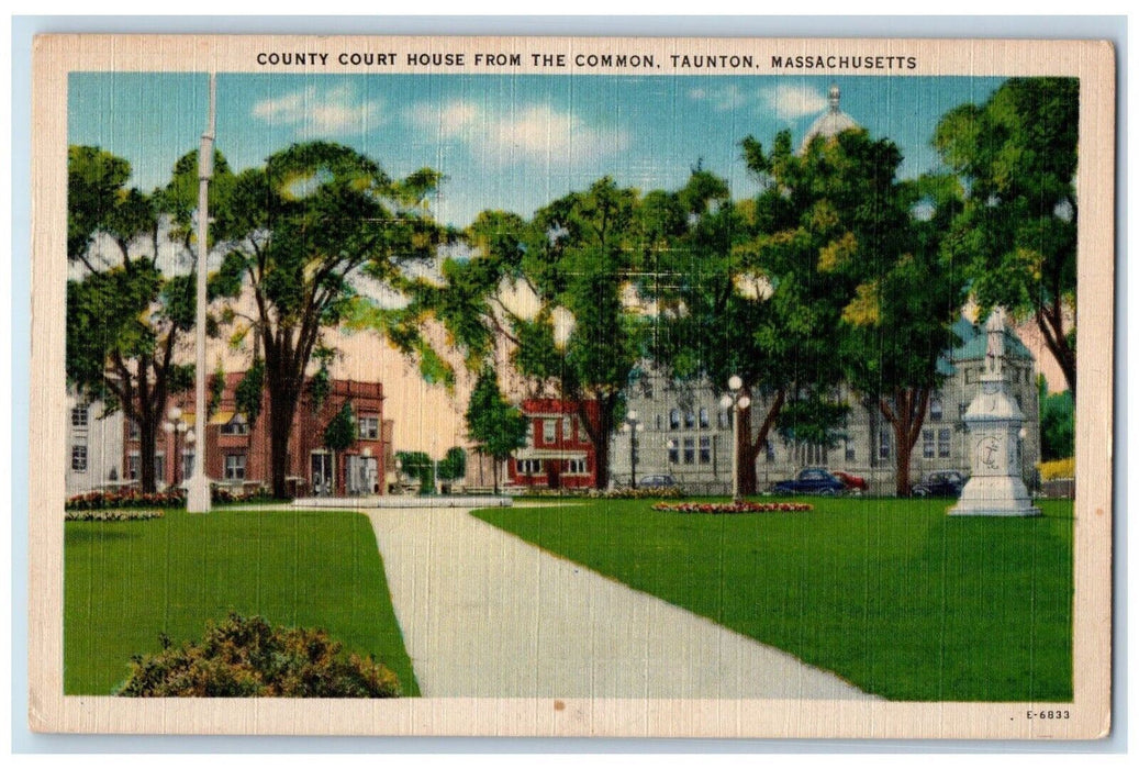 c1910's County Court House From The Common Taunton Massachusetts MA Postcard