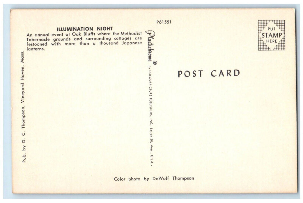 c1950's Illumination Night Oak Bluffs Massachusetts MA Unposted Vintage Postcard