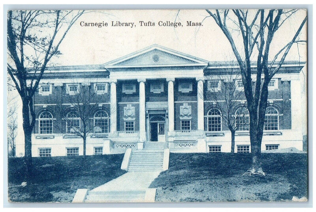 1908 Carnegie Library Tufts College Medford West Sommerville MA Antique Postcard