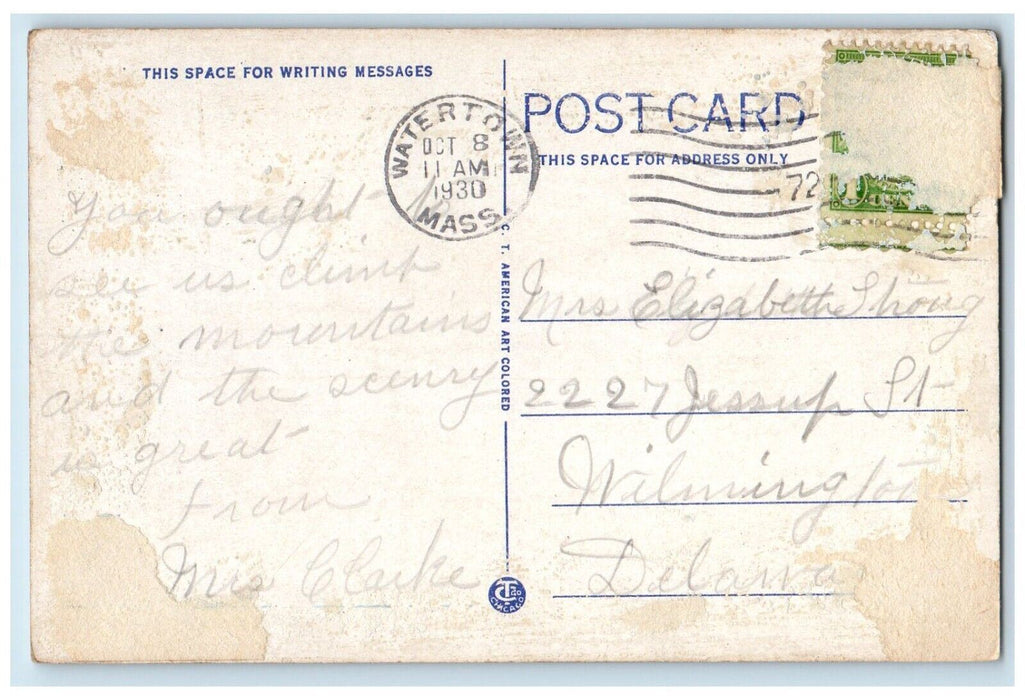 1930 Public Library Building Watertown Massachusetts MA Posted Vintage Postcard