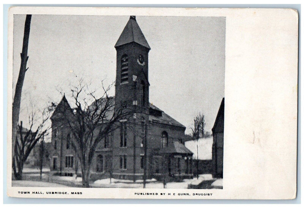 c1905 Town Hall Building Uxbridge Massachusetts MA Unposted Antique Postcard