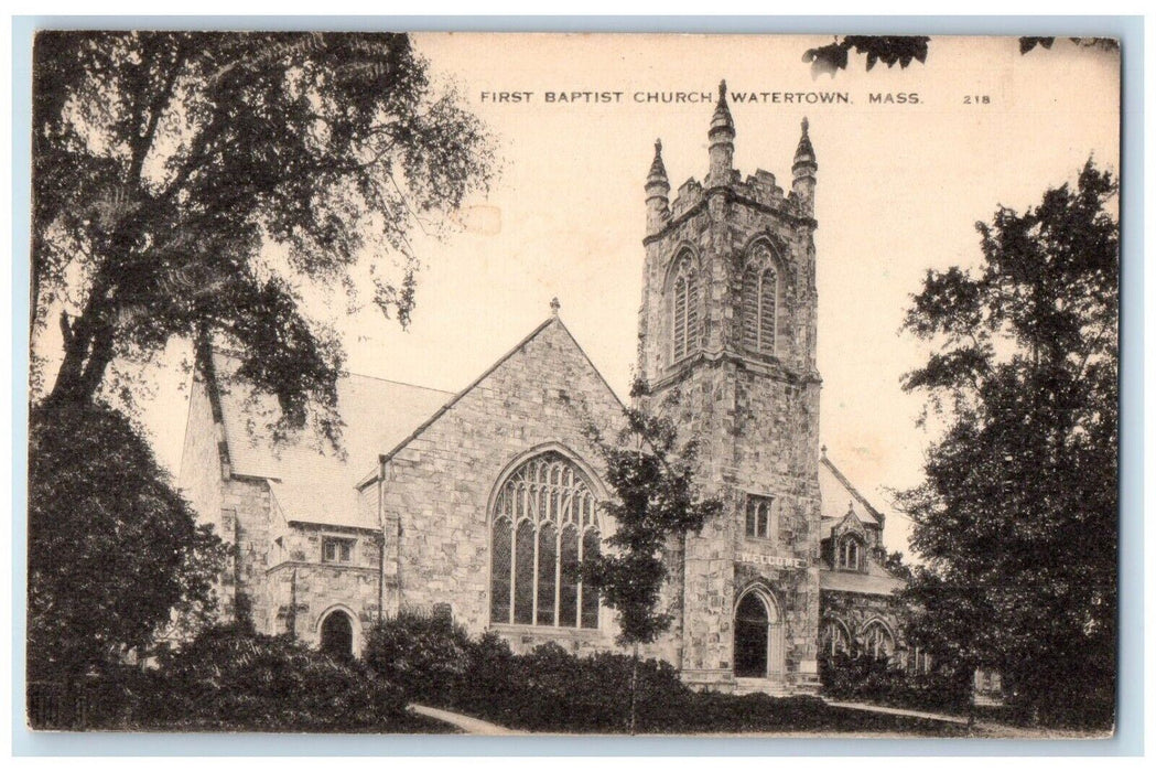 First Baptist Church Watertown Massachusetts MA Unposted Antique Postcard