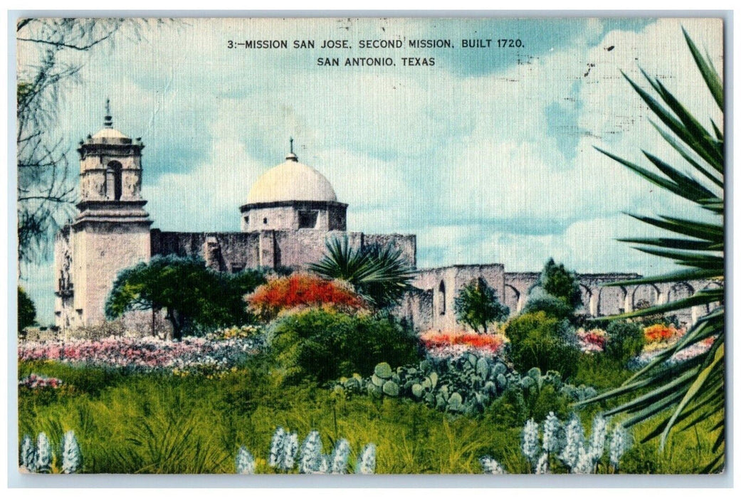 1954 Mission San Jose Second Mission San Antonio Texas Antique Vintage Postcard
