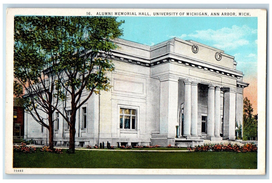 c1920's Alumni Memorial Hall University Of Michigan Ann Arbor Michigan Postcard