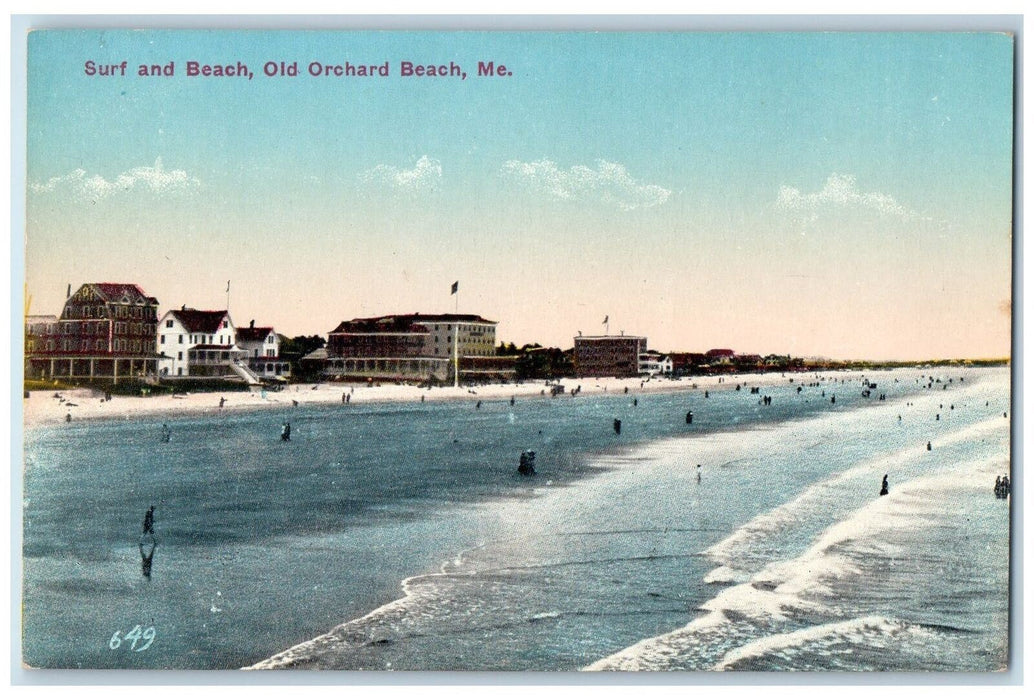 c1950's Surf Beach Swimming Resorts Seaside Old Orchard Beach Maine ME Postcard