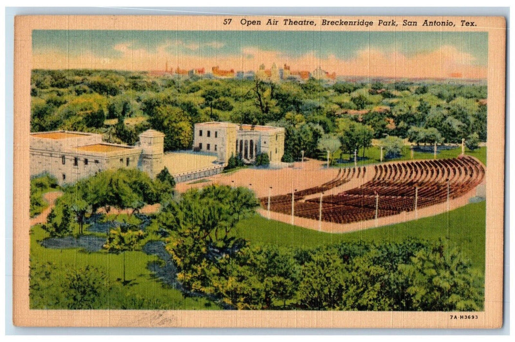 c1940's Open Air Theatre Breckenridge San Antonio Texas TX Vintage Postcard