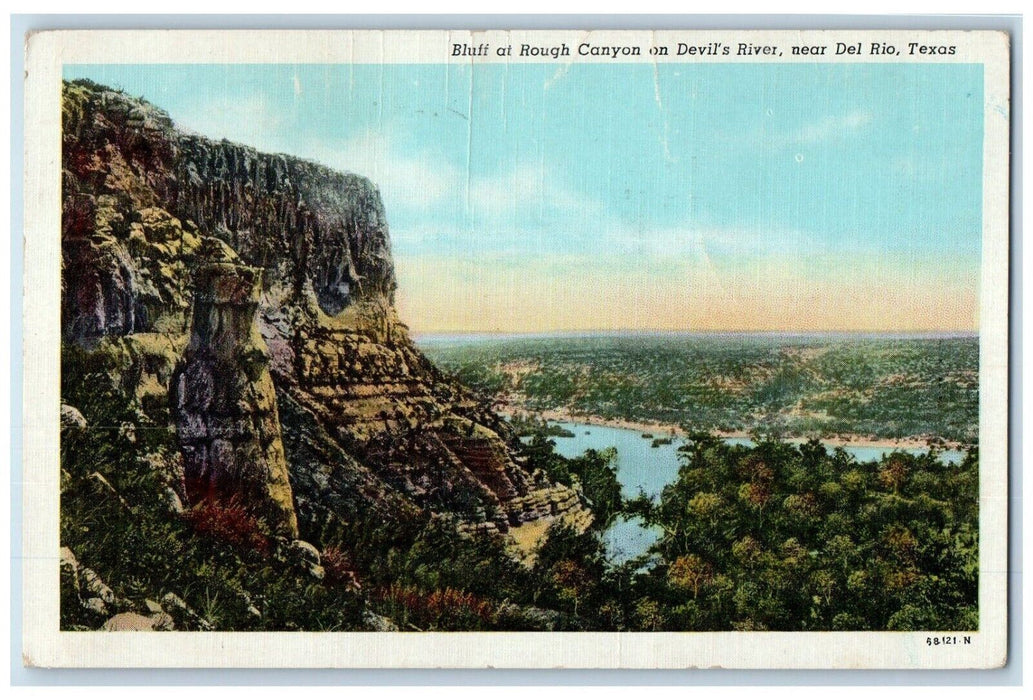 c1940's Bluff at Rough Canyon on Devil's River Near Del Rio Texas TX Postcard