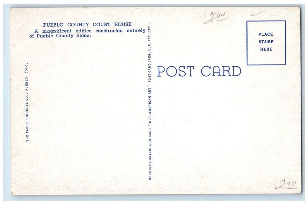 c1920 County Courthouse Thriving City Street Prosperity Pueblo Colorado Postcard