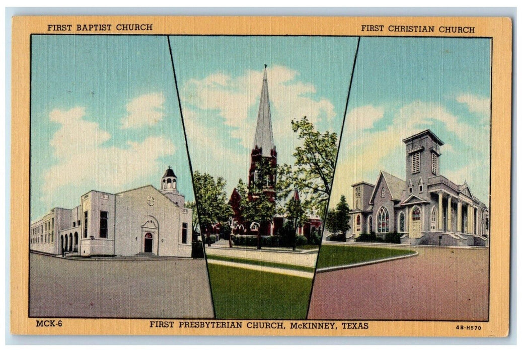 c1940 First Presbyterian Church McKinney Multi-View Texas TX Unposted Postcard