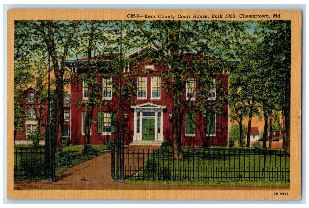 c1940 Kent County Court House Exterior Building Chestertown Maryland MD Postcard