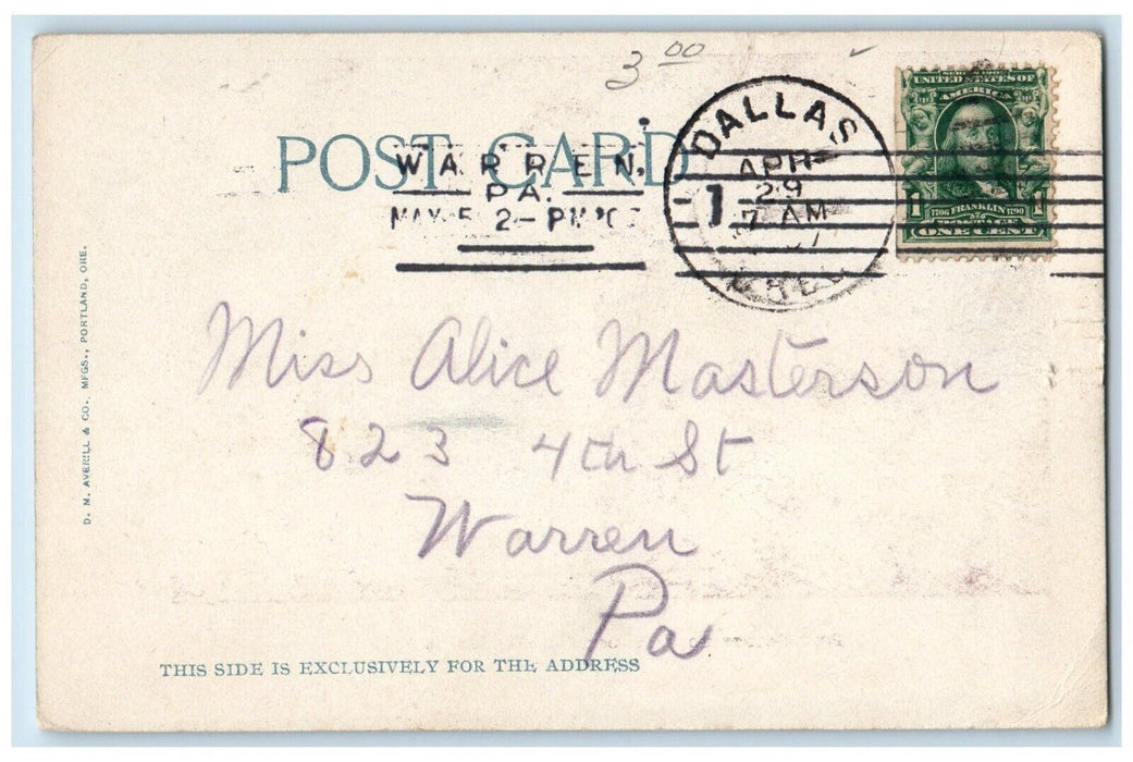 1907 Polk County Court House Exterior Building Tower Dallas Oregon OR Postcard