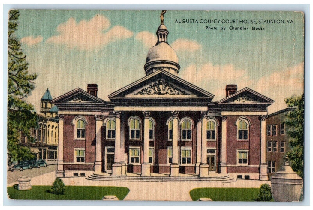 1948 Augusta County Court House Exterior Building Staunton Virginia VA Postcard