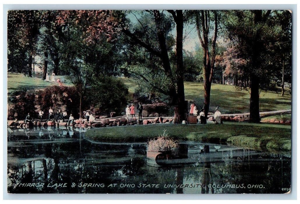 1912 Mirror Lake & Spring At Ohio State University Columbus Ohio OH Postcard