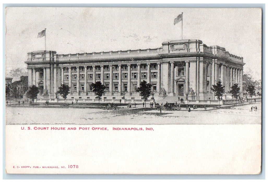 c1905 US Court House Post Office Exterior Building Indianapolis Indiana Postcard