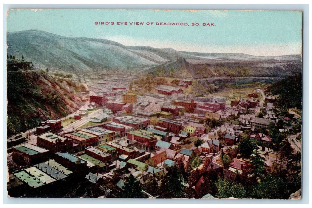 c1950's Birds Eye View Of Dead Wood Building House Road South Dakota SD Postcard