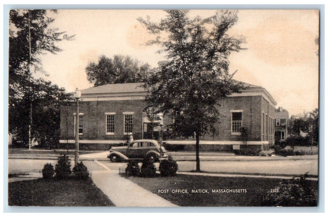 c1910's Post Office Street Car View Natick Massachusetts MA Antique Postcard
