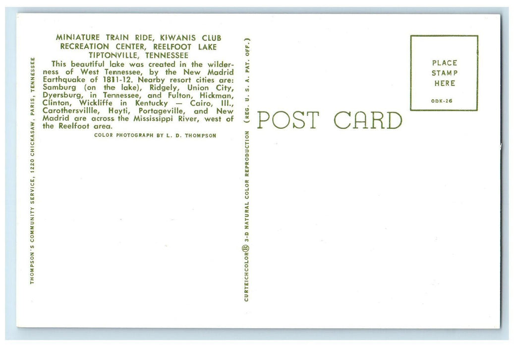 c1960s Miniature Train Ride Kiwanis Club Recreation Center Tennessee TE Postcard